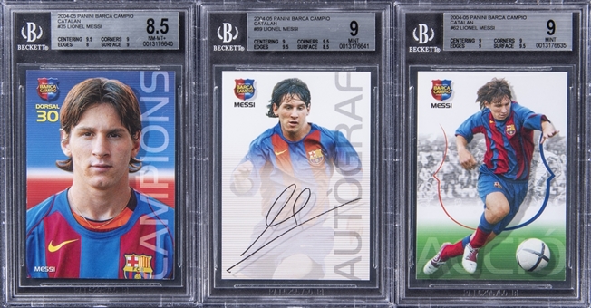 2004/2005 Panini Megacracks Barca Campio Complete Set Booklet Featuring (3) Messi Rookie Cards! - BGS GRADED